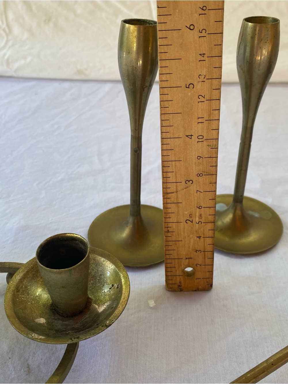 VTG Solid Brass Pots & Candlesticks MCM Hollywood Regency Decor Lot - Picture 6 of 9